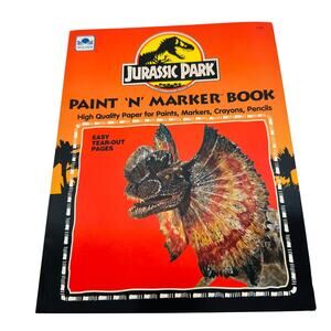 Vtg 1993 Jurassic Park Golden Paint 'N' Marker Book Dinosaurs‎ Kids Art Coloring